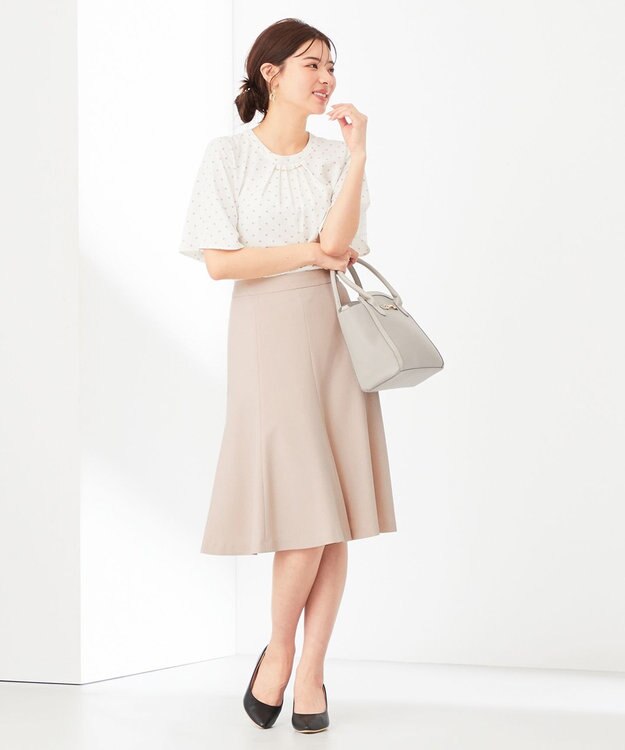 ANY SIS 【WEB・一部店舗限定】リネンライクポリエステル スカート ライトベージュ