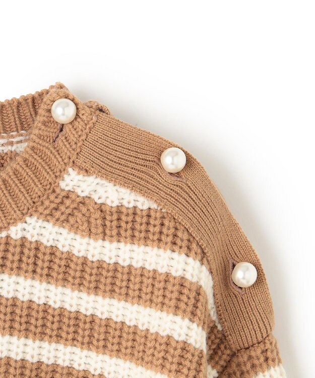 BEIGE， PONT NEUF/ ボーダーニットトップス Camel×Ecru