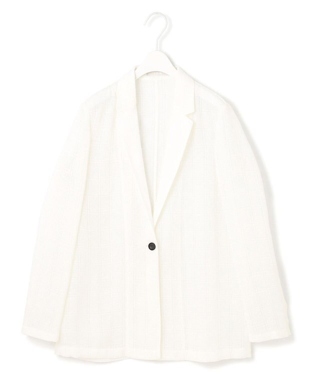 ICB スクエアチェックレノクロス レースジャケット オフホワイト系