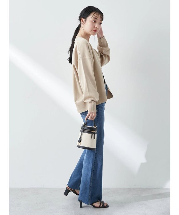 earth music&ecology ＶネックＺＩＰカーディガン Beige