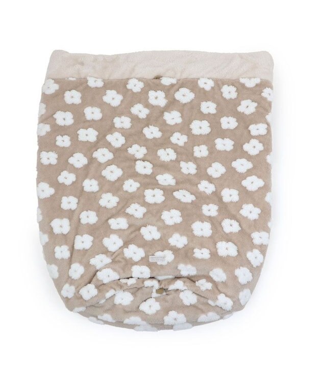 PET PARADISE ペットパラダイス ボア 寝袋 筒型《お花柄》L  中型犬 ベージュ