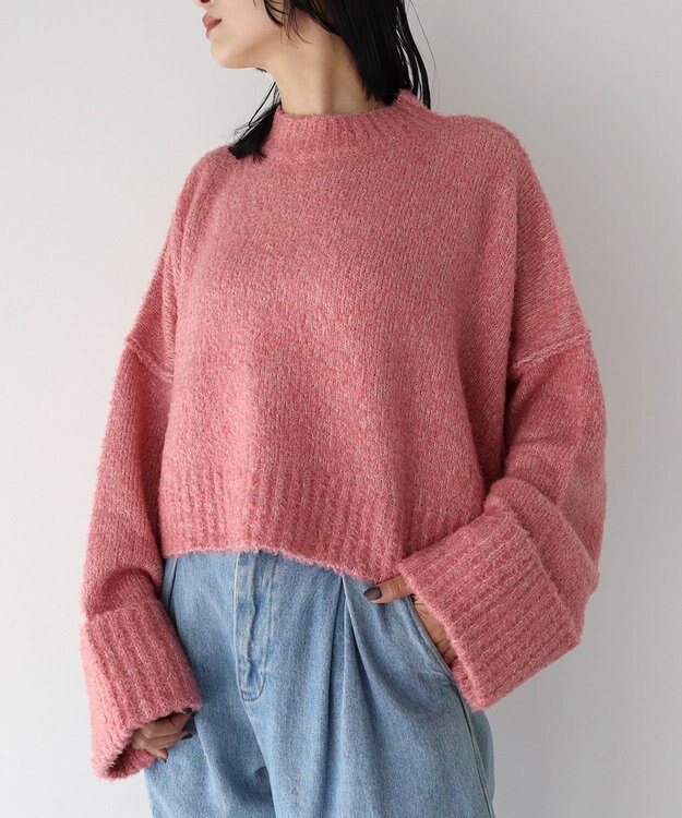 Green Parks ・Ｐｅｔｉｔ　Ｆｌｅｕｒ　ブークレワイドニット Pink