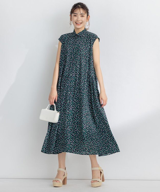 組曲 【洗える】プティフラワージョーゼットシフォン ワンピース グリーン系5