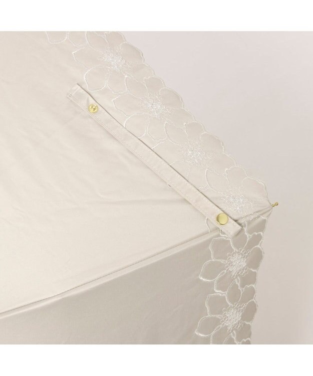 UNBILLION カシュネ cachenez / PUグレースフラワー刺繍トップレス2段折りたたみ傘 ベージュ