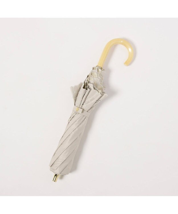 UNBILLION カシュネ cachenez / PUグレースフラワー刺繍トップレス2段折りたたみ傘 ベージュ