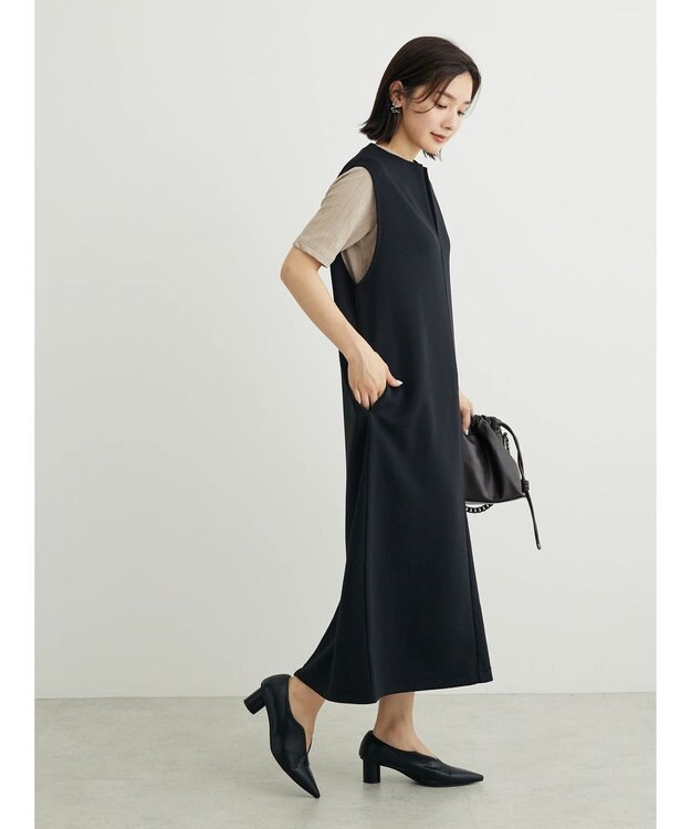 Green Parks キーネックダンボールジャンスカ Black