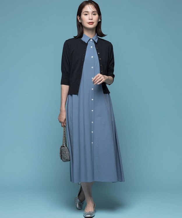 組曲 L ドライタッチ 5分袖カーディガン ブラック系