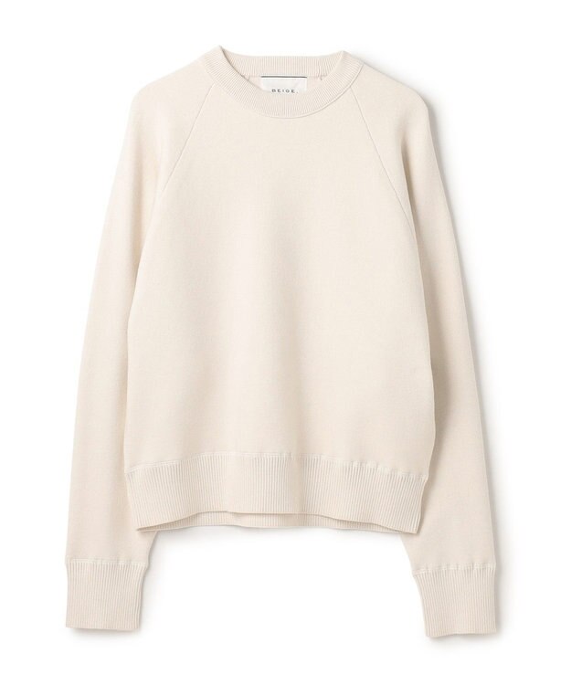 BEIGE， 【洗える】TAFT / コットンカシミヤスウェットニットトップス Bone