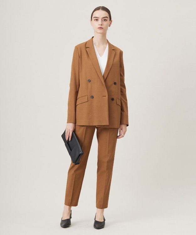 ICB 【接触冷感・UVケア・撥水・洗える】LooseWeave ダブルブレストジャケット ブラウン系