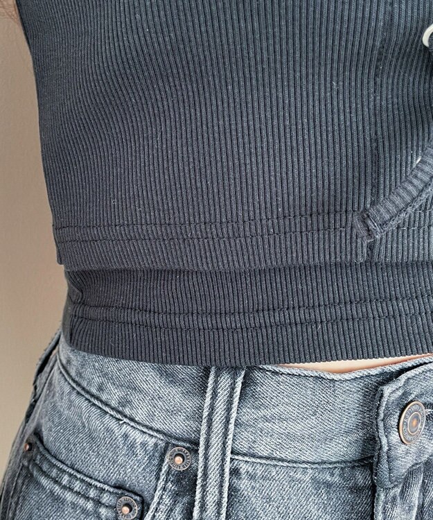 WEGO ヴィンテージライクレースアップT ブラック