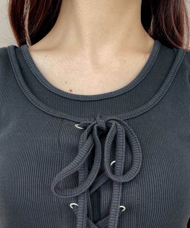 WEGO ヴィンテージライクレースアップT ブラック