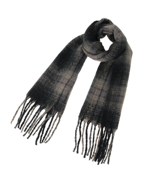 AMERICAN HOLIC チェックシャギーマフラー Black