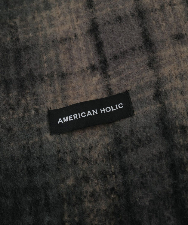 AMERICAN HOLIC チェックシャギーマフラー Black