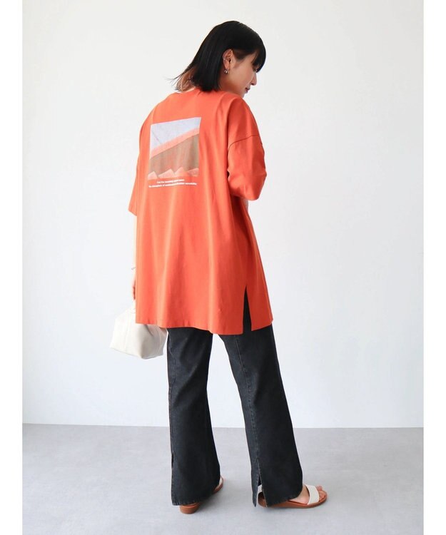 Green Parks バックフォトプリント半袖チュニック Orange