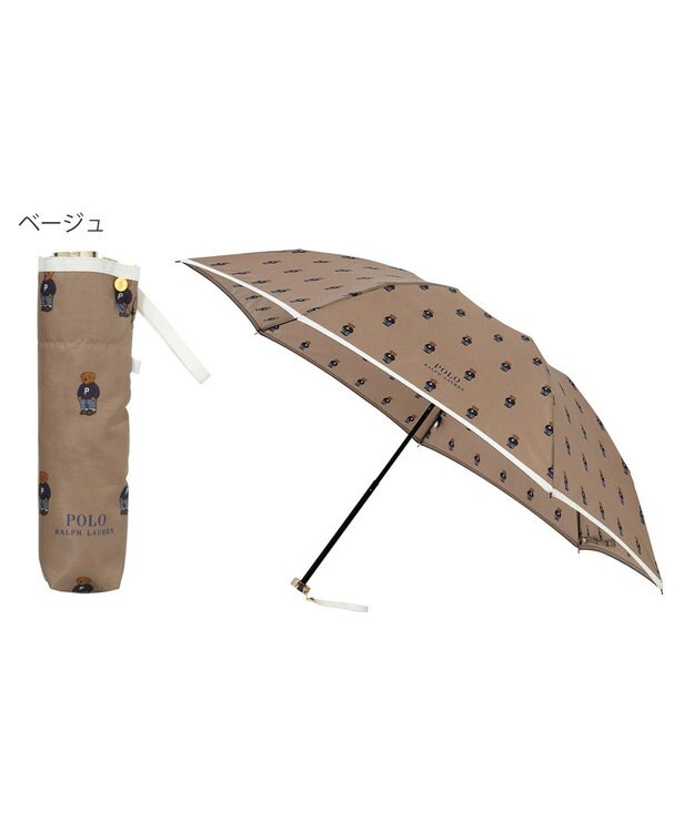MOONBAT POLO RALPH LAUREN 折りたたみ傘 FLAG BEAR ツイル ベージュ