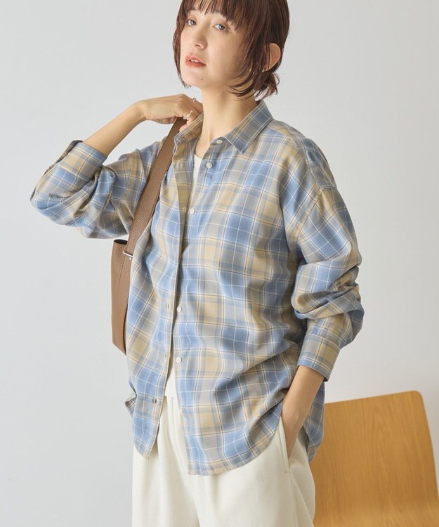 AMERICAN HOLIC 【イージーケア】　チェックバックタックシャツ Blue