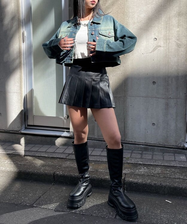 WEGO ヴィンテージウォッシュショートデニムジャケット デニム中濃加工色