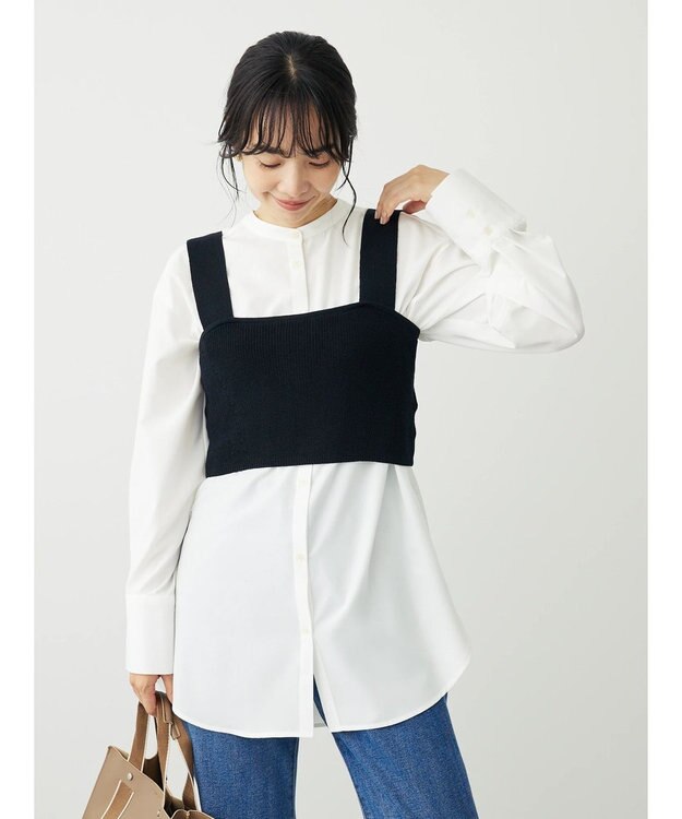 Green Parks ＳＥＴ２点ニットビスチェ＋とろみチュニック Black