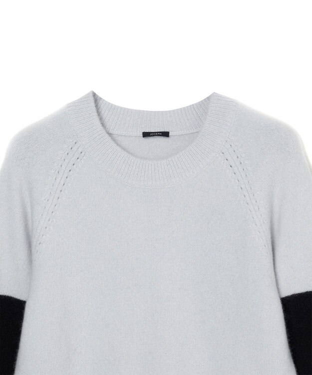 JOSEPH 【洗える】ブラッシュドカシミヤ　ラウンドネックニット Frost/Black