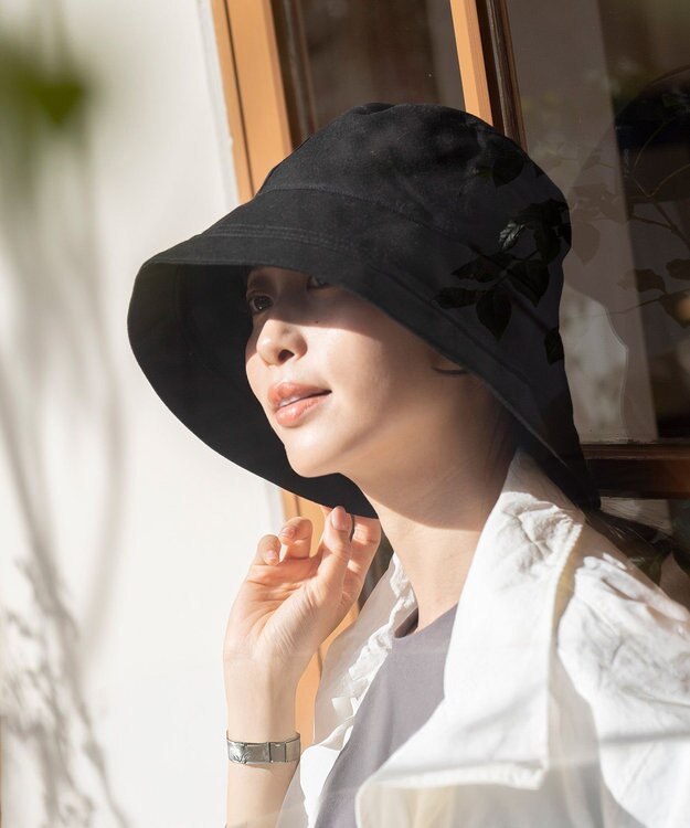 MOONBAT 【一級遮光/UVカット】UVラフィネハット（つばの広さノーマル）速乾/接触冷感/手洗いOK/サイズ調整可能/抗菌防臭加工 ブラック