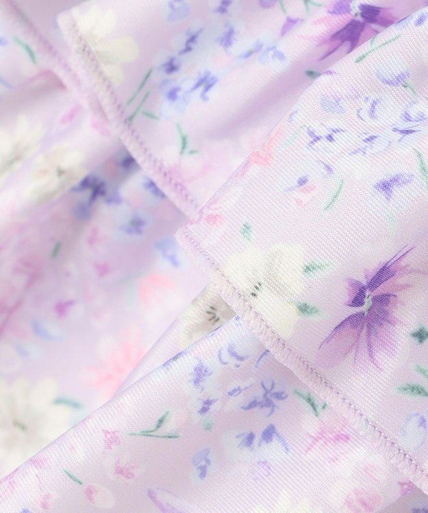 ANY KIDS ギンガムチェック×花柄セパレート水着 ラベンダーギンガム×花柄