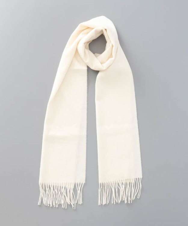 AURORA 【Johnstons of Elgin（ジョンストンズ オブ エルガン）】 カシミヤ100％起毛無地マフラー ホワイト