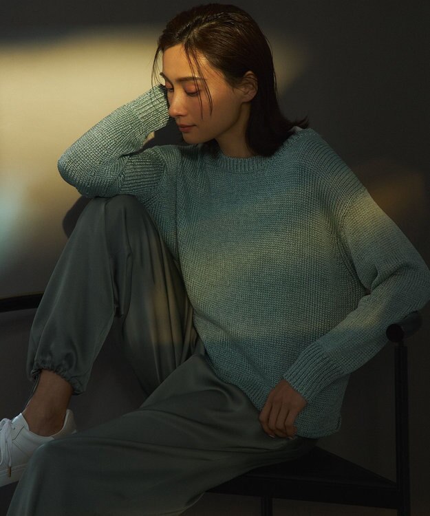 23区 L 【洗える】ドレープサテン 2WAY ドロスト パンツ カーキ系