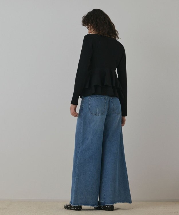 GRACE CONTINENTAL ペプラムニットカーディガン ブラック