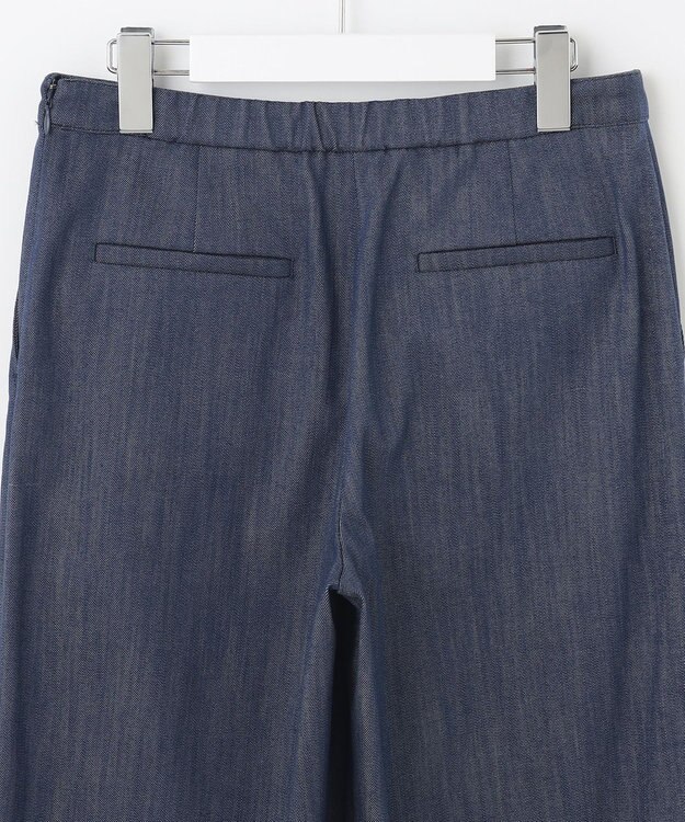 J.PRESS LADIES 【洗える】セルロースシャンブレー セミワイド マリン パンツ ブルー系