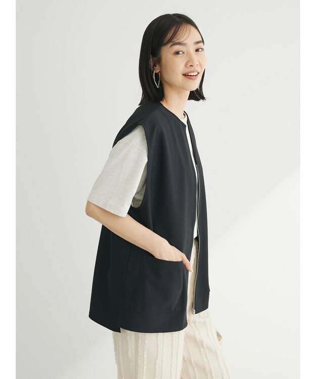Green Parks フロントＺＩＰカットベスト Black