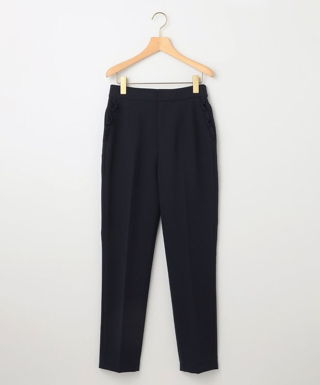 組曲 L 【KUMIKYOKU NAVY】コンフォータブルドレープ フリルテーパードパンツ ネイビー系