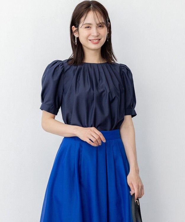 組曲 L ソフトローンパフスリーブ ブラウス ネイビー系