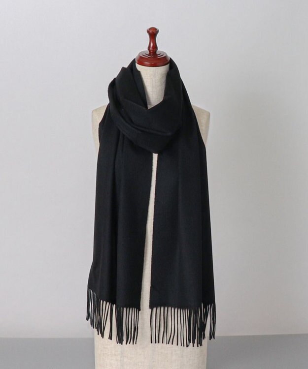 AURORA 【Johnstons of Elgin（ジョンストンズ オブ エルガン）】 カシミヤ100％起毛無地マフラー ブラック