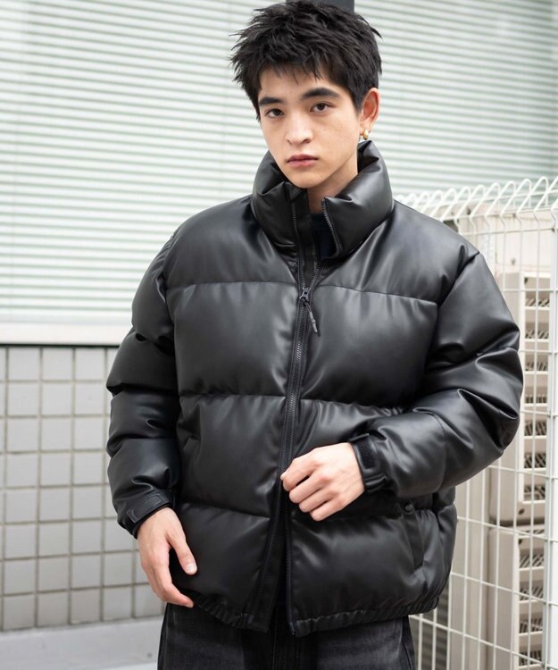WEGO 【ユニセックス着用ITEM/SMLサイズ展開】PUパデッドブルゾン ブラック