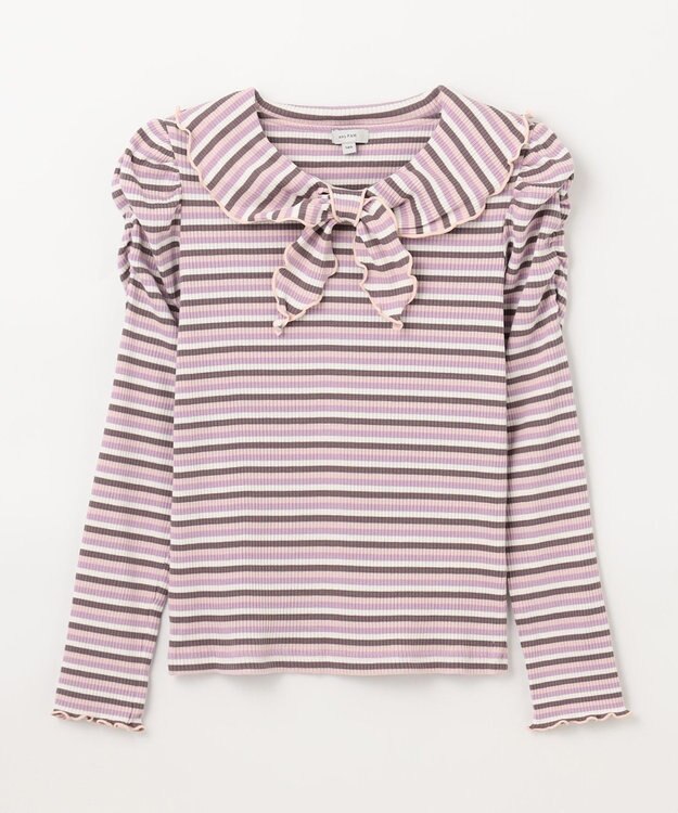 ANY KIDS リボン テレコボーダー Ｔシャツ ピンク系