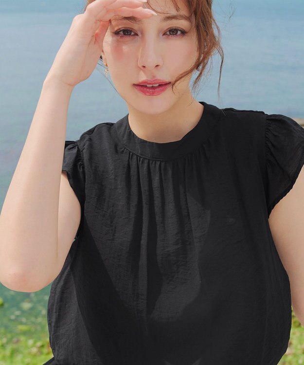 Tiaclasse 【洗える】フリル袖ワンピース ブラック