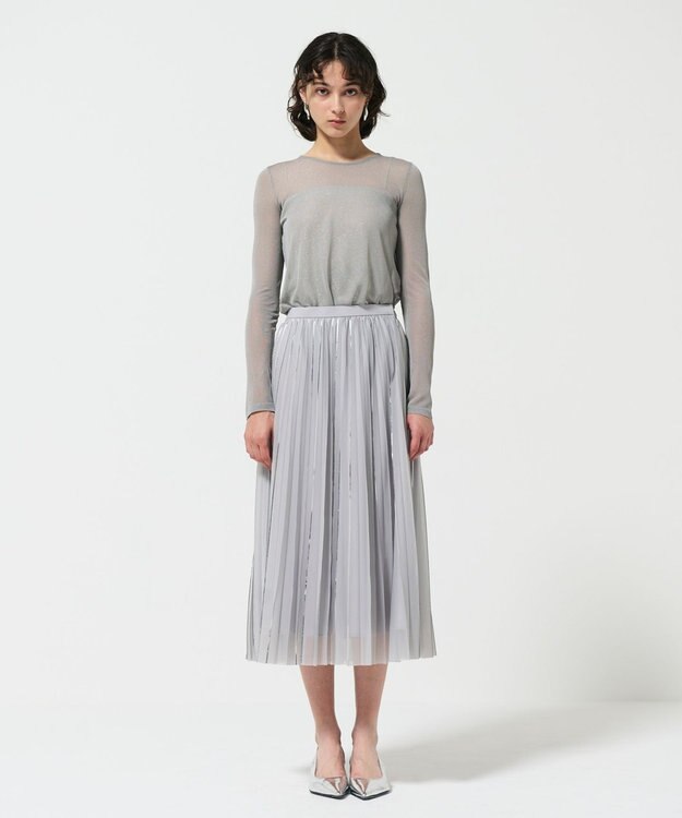 GRACE CONTINENTAL フォイルラインプリーツスカート グレー