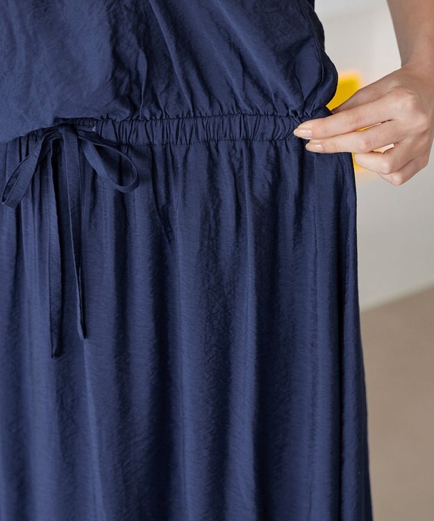 Tiaclasse 【洗える】フリル袖ワンピース ブルー