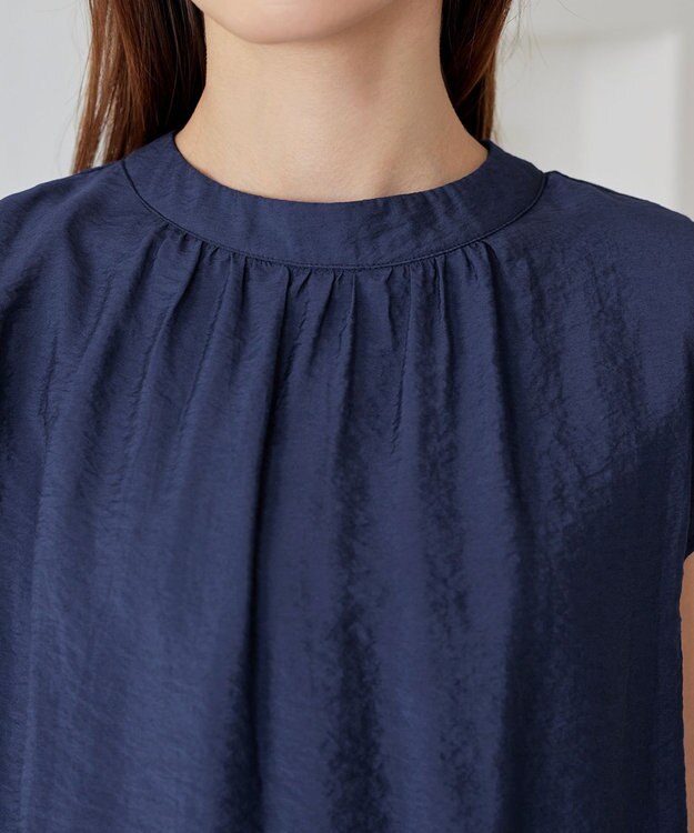 Tiaclasse 【洗える】フリル袖ワンピース ブルー