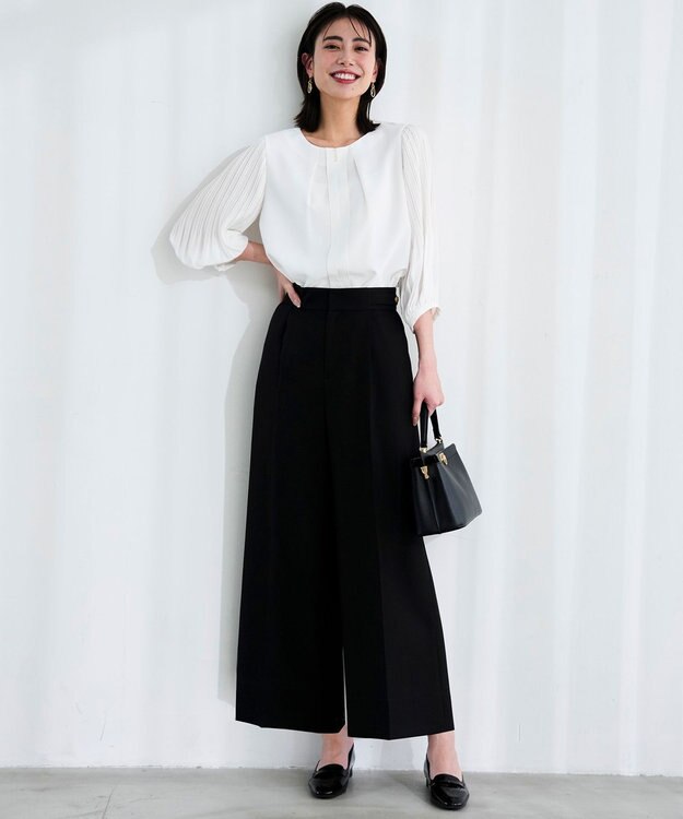 ANY SIS プリーツスリーブ ブラウス オフ