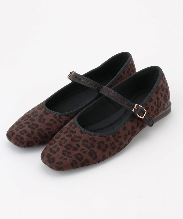 ANY ワンストラップフラットパンプス レオパード