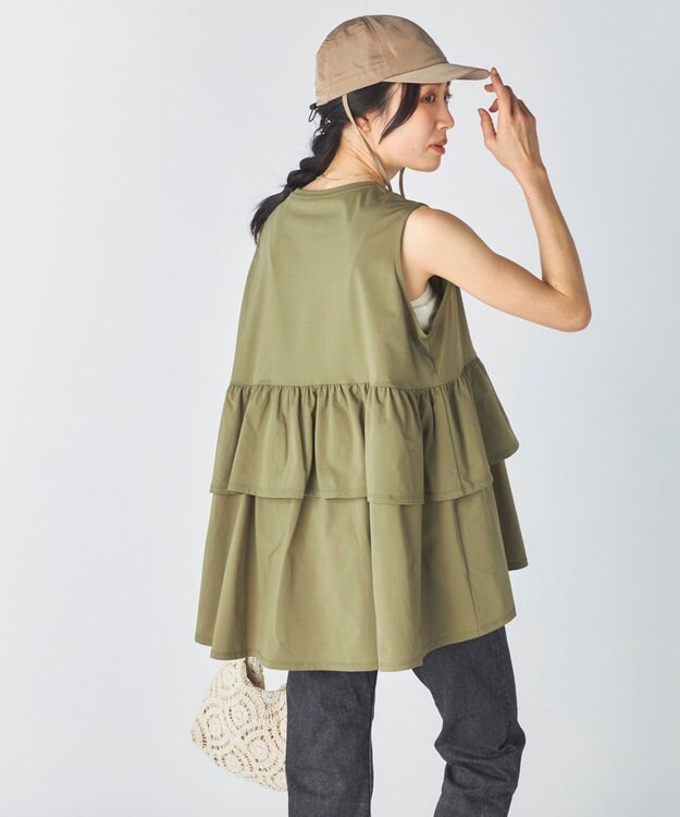 OP／FILA 【Ocean Pacific】らくティブ｜ティアードフリルデザインタンクトップ カーキ