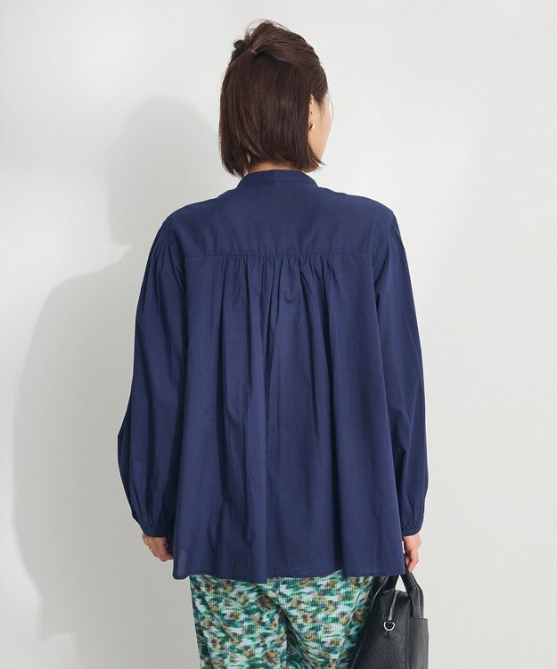 CRAFT STANDARD BOUTIQUE インド綿ピンタックブラウス Navy