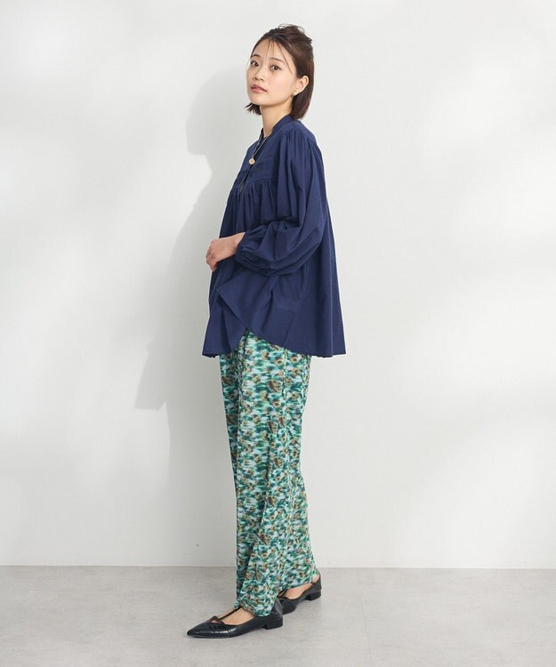 CRAFT STANDARD BOUTIQUE インド綿ピンタックブラウス Navy