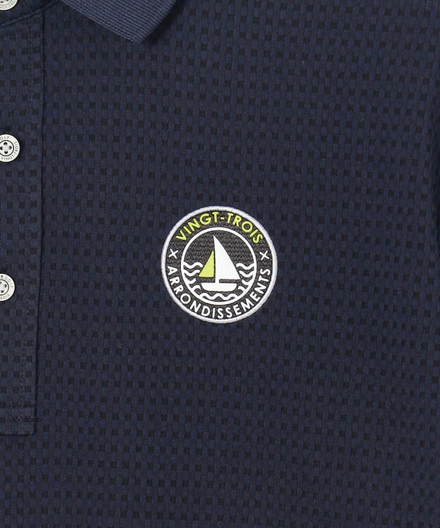 23区GOLF 【MEN/キングサイズ】ポリエステルサッカー 半袖ポロシャツ ネイビー系