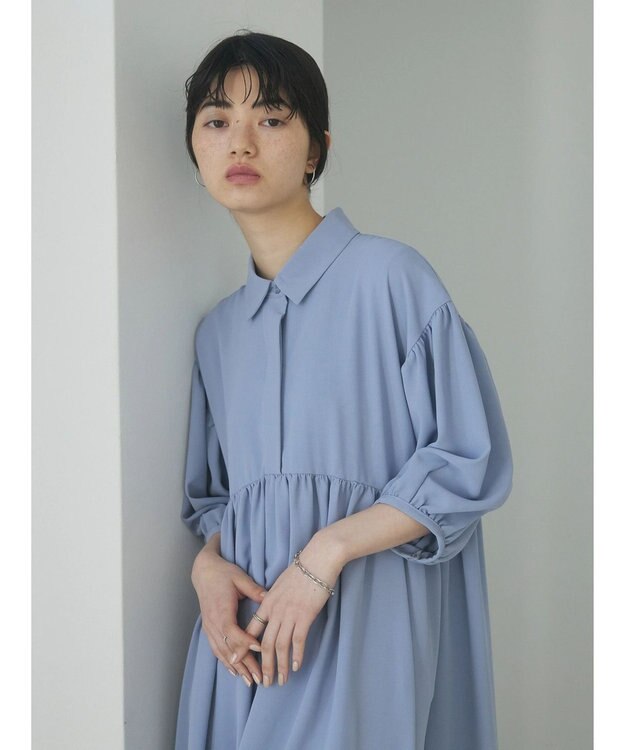 Green Parks ａ．衿付き切り替えワンピース Blue