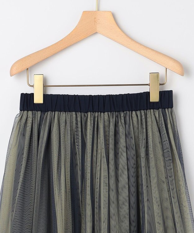 組曲 S リバーシブルチュール スカート グレイッシュネイビー×イエロー