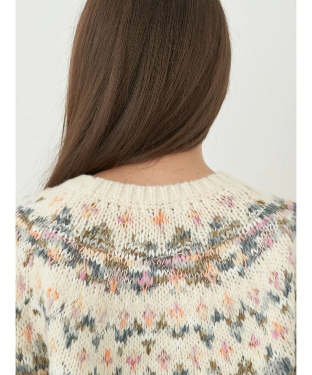 earth music&ecology スラブヤーンノルディックプルオーバー Ivory