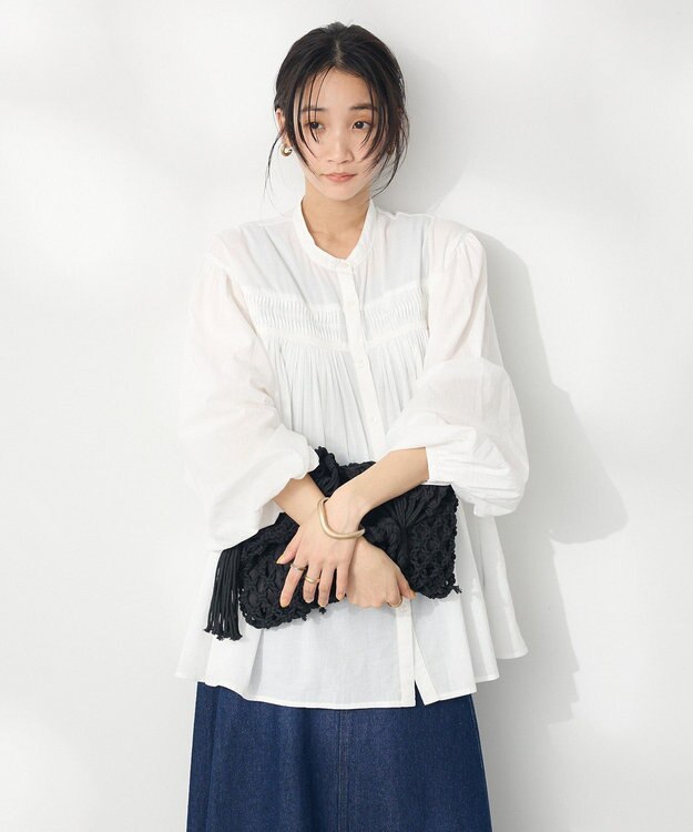 CRAFT STANDARD BOUTIQUE インド綿ピンタックブラウス Off White