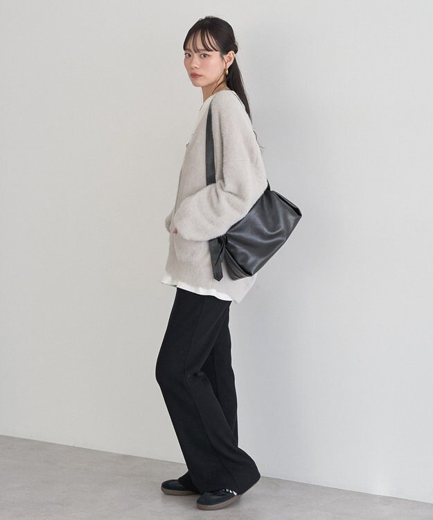 earth music&ecology ラメミニシャギーＶネックカーディガン Light Gray